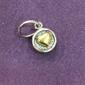 Charming Heart Brass/Sterling Silver Charm